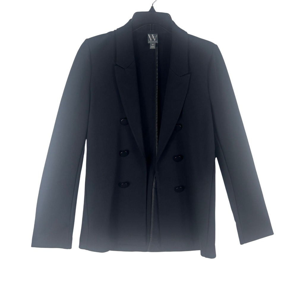 Worthington Womens XS Black Ultra Stretch Ponte‎ Double Breasted Blazer NWT